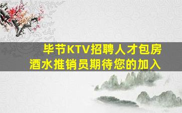 毕节KTV招聘人才包房酒水推销员期待您的加入